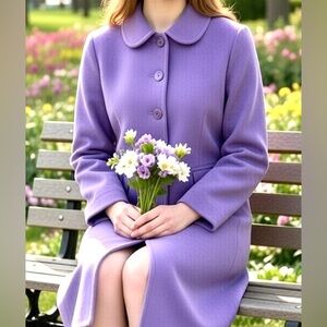 Chic Purple Suede Trench Coat for Women, Size 8